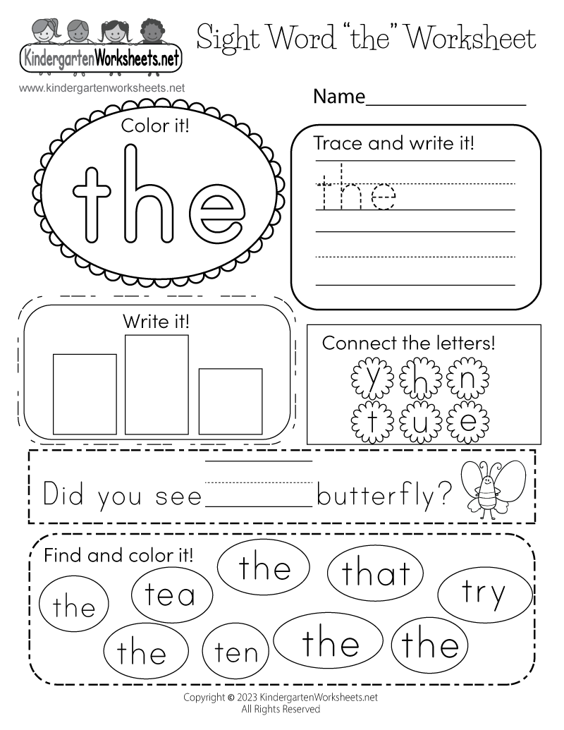 Kindergarten Sight Words Worksheets NO PREP The Super Teacher Worksheets Library