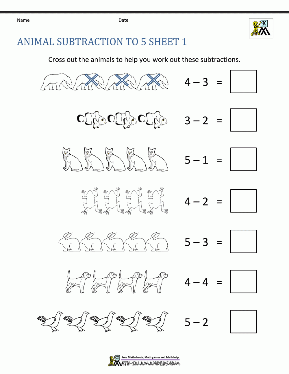 Free Addition And Subtraction Worksheets Kindergarten