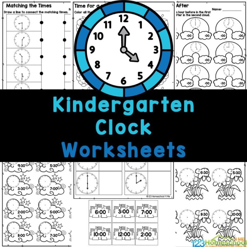 Kindergarten Telling Time Clock Worksheets