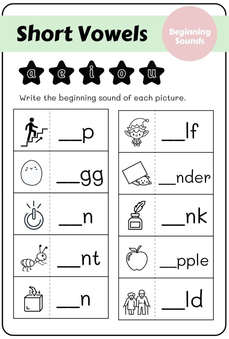 Free Printable Vowels Worksheets For Kindergarten