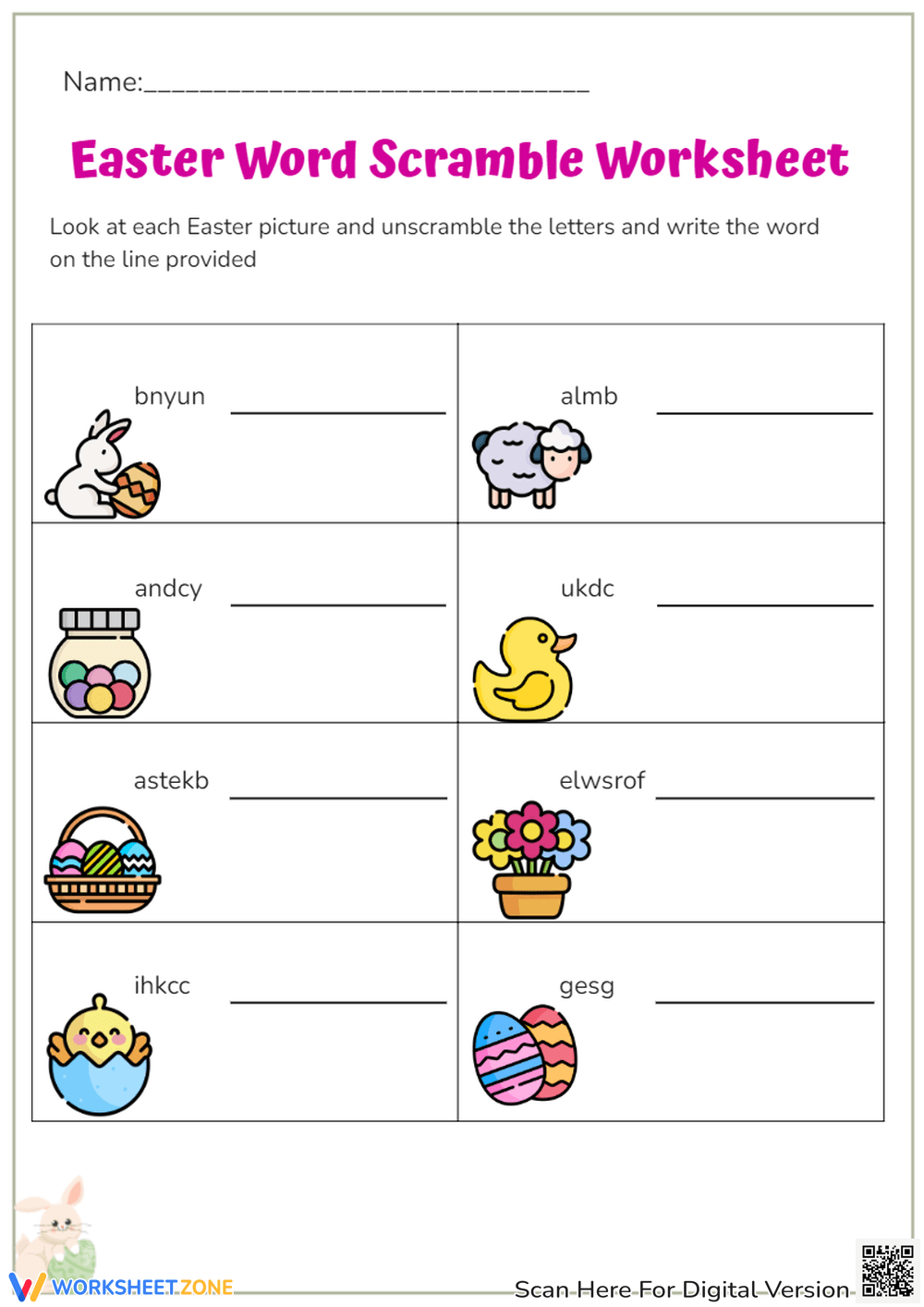 Kindergarten Word Scramble Worksheets 2025