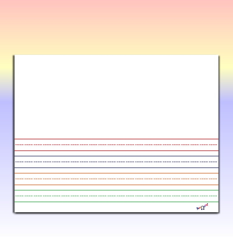 Kindergarten Writing Paper Landscape Mult Color Printable Lined Paper PDF Etsy