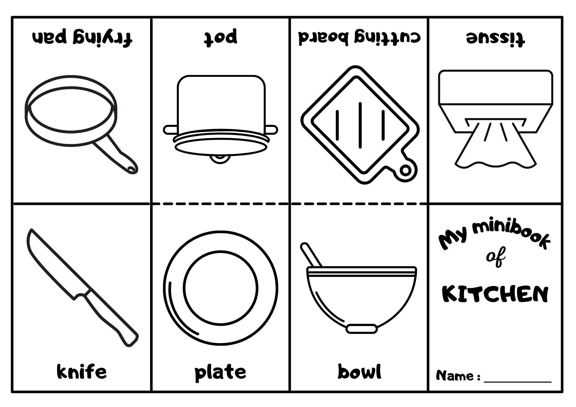 Kitchen Utensils Mini Coloring Book Ezpzlearn