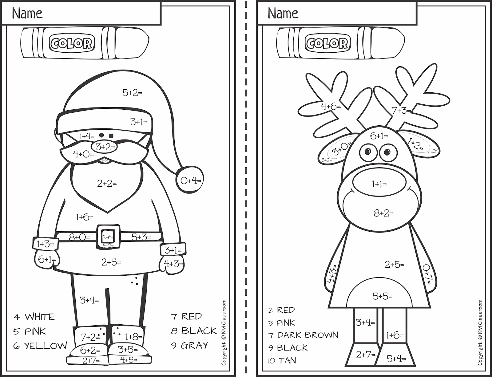Christmas Math Addition Worksheets For Kindergarten
