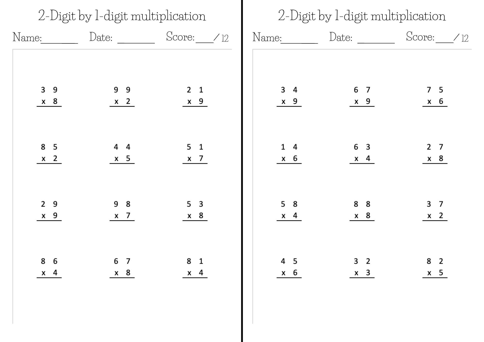 Kumon like Math Worksheets Exercise Pages In PDF 2 digit By 1 digit Multiplication Etsy UK Kumon like Math Worksheets Exercise Pages In PDF 2 digit By 1 digit Multiplication Etsy UK
