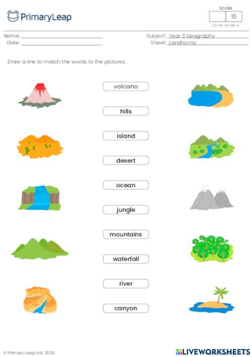 Landforms Interactive Worksheet For Kindergarten Live Worksheets 