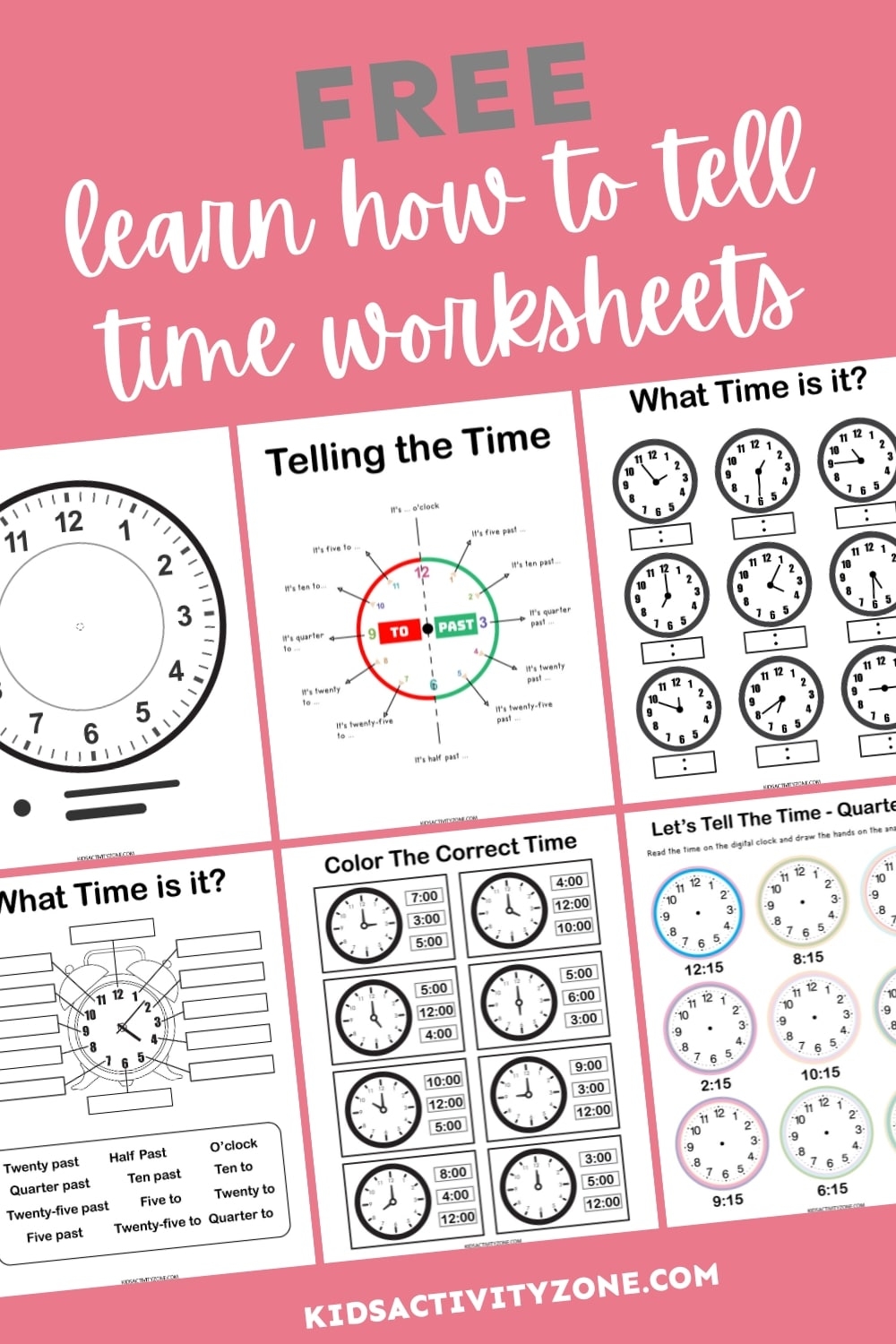 Kindergarten Telling Time Worksheets Free