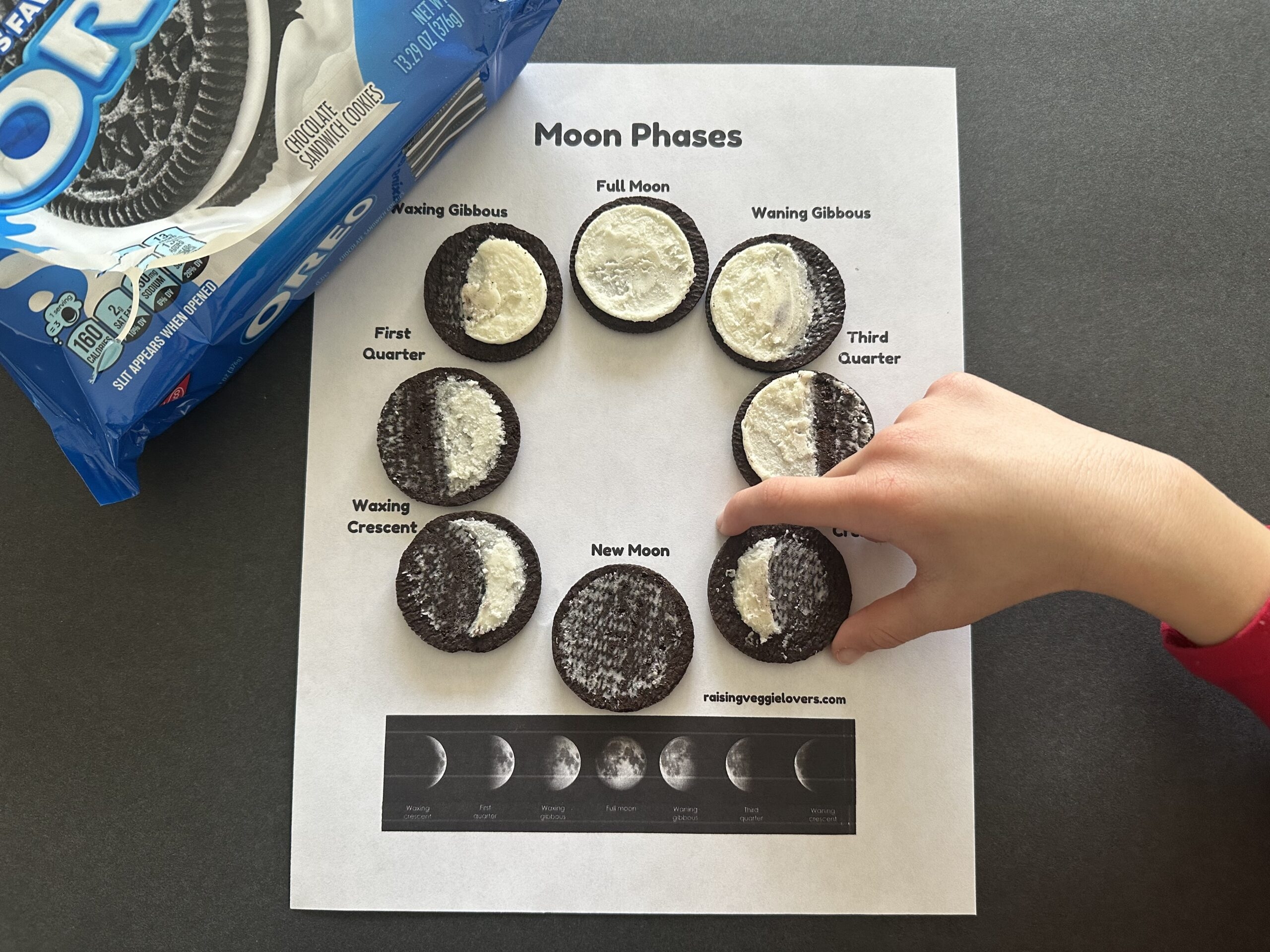 Learn Moon Phases With Oreos Fun Kids Activity With Free Printable Raising Veggie Lovers