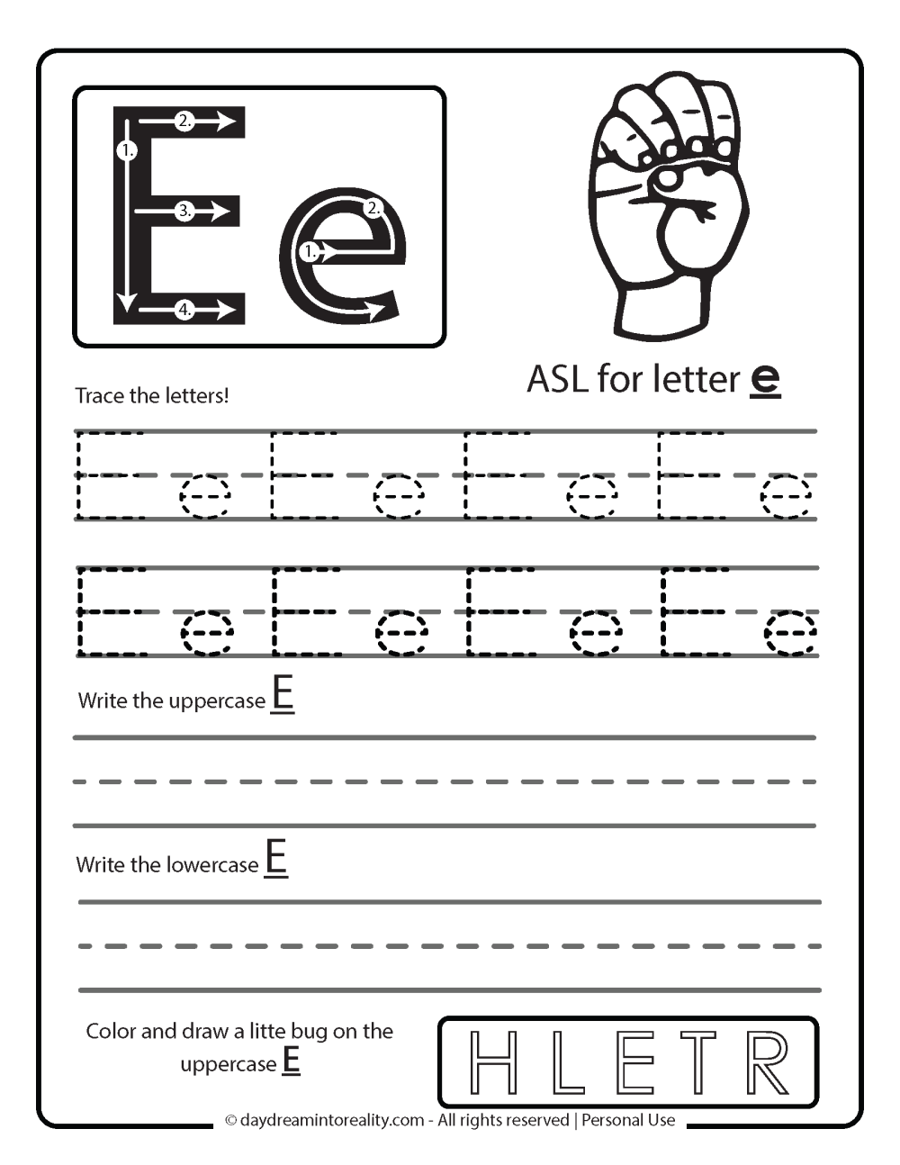 Free Kindergarten Worksheets Letter E