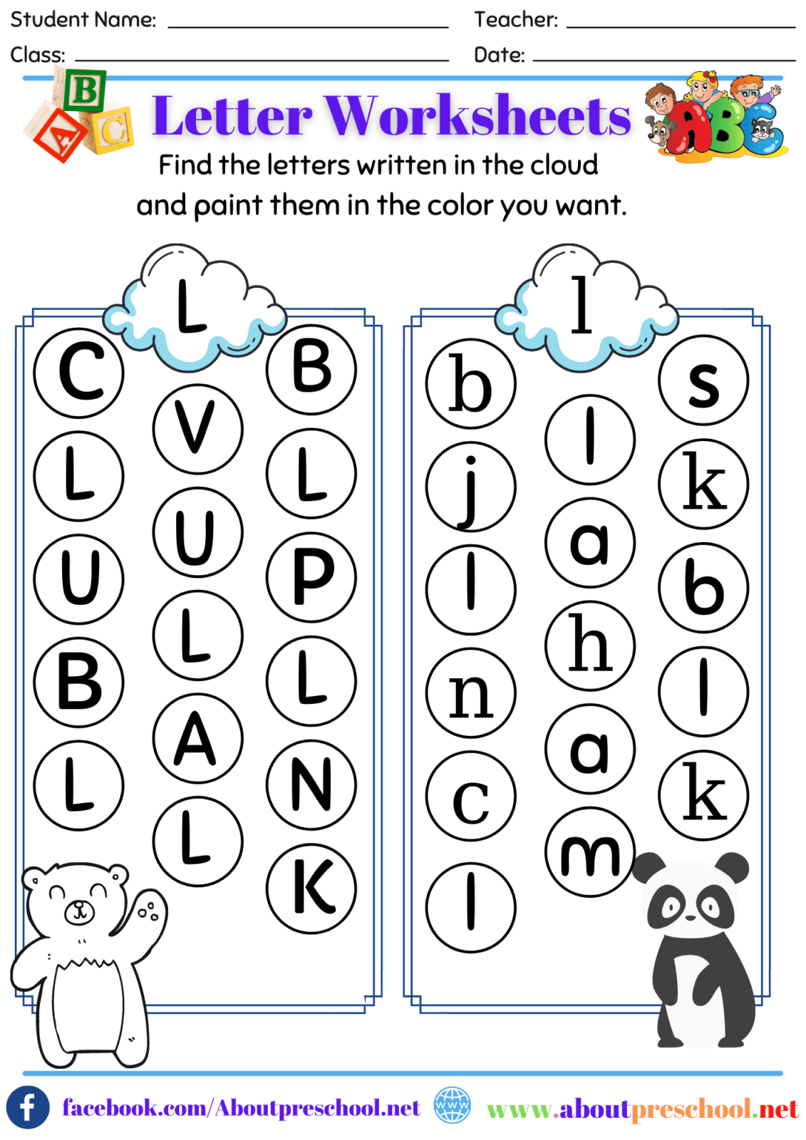 Letter L Worksheets About Preschool