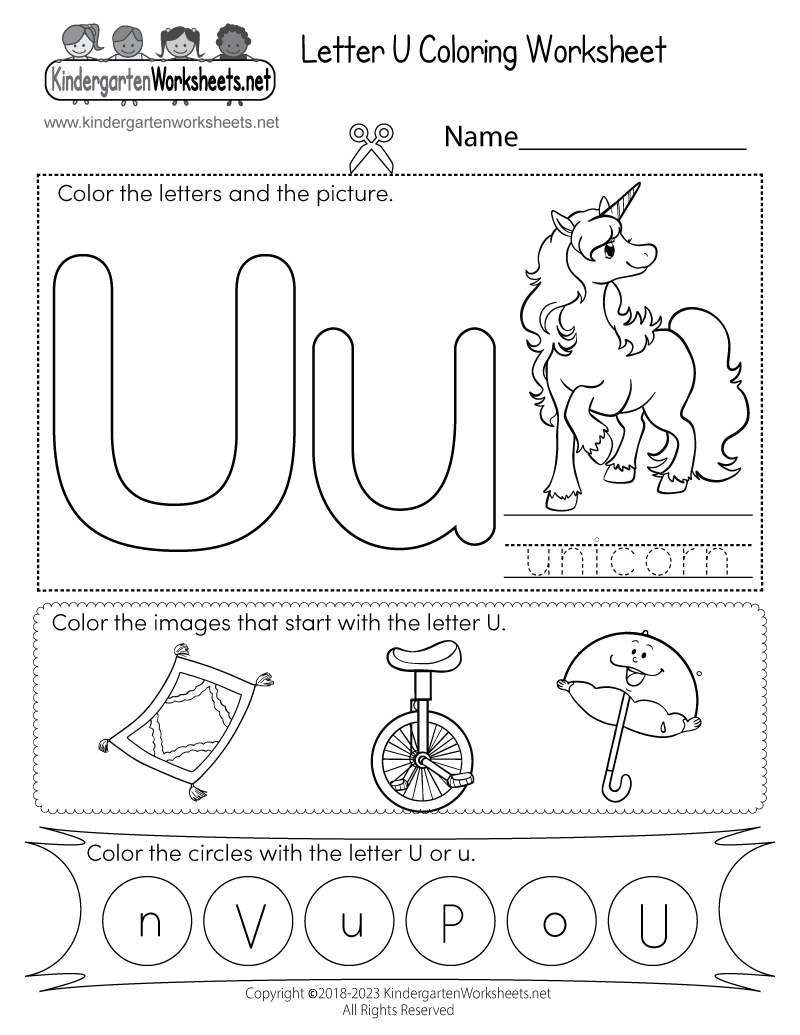 Letter U Coloring Worksheet Free Printable Digital U0026 PDF