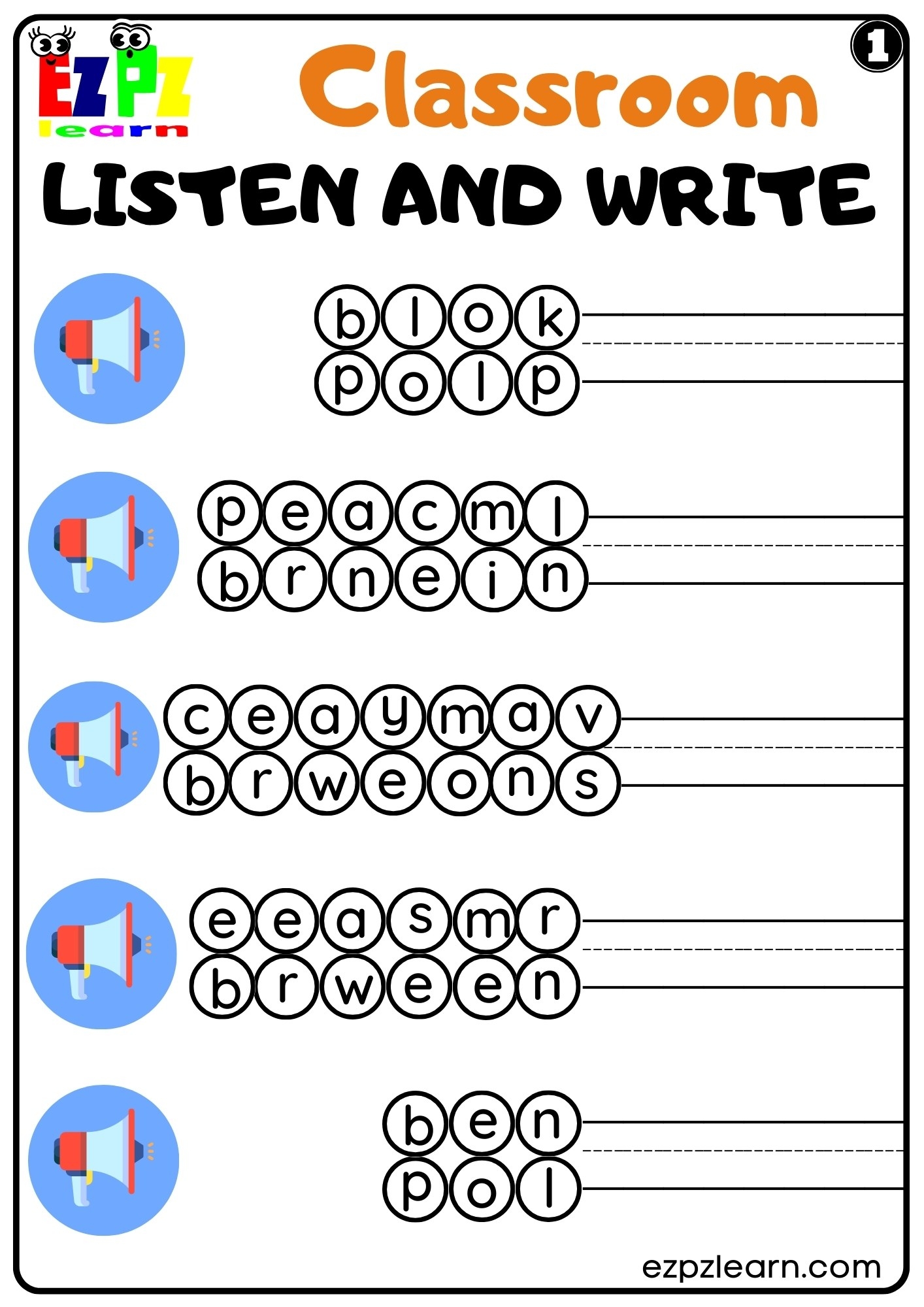 Classroom Listen Up Free Worksheets Kindergarten