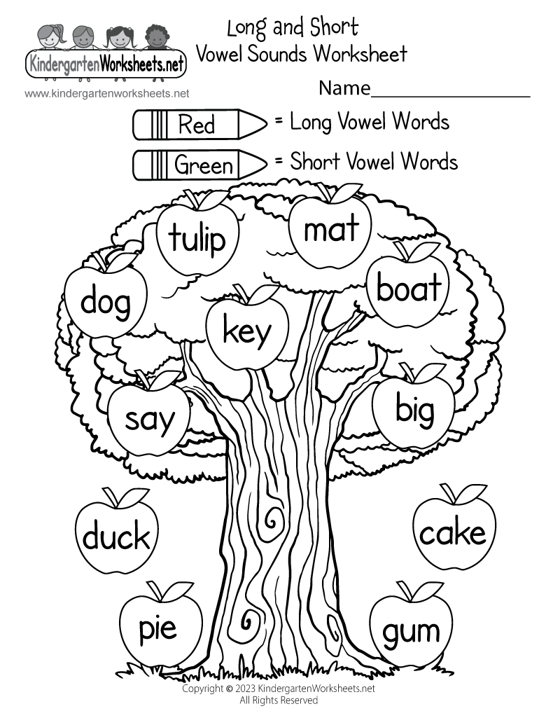 Long Vowel Worksheets Free Kindergarten