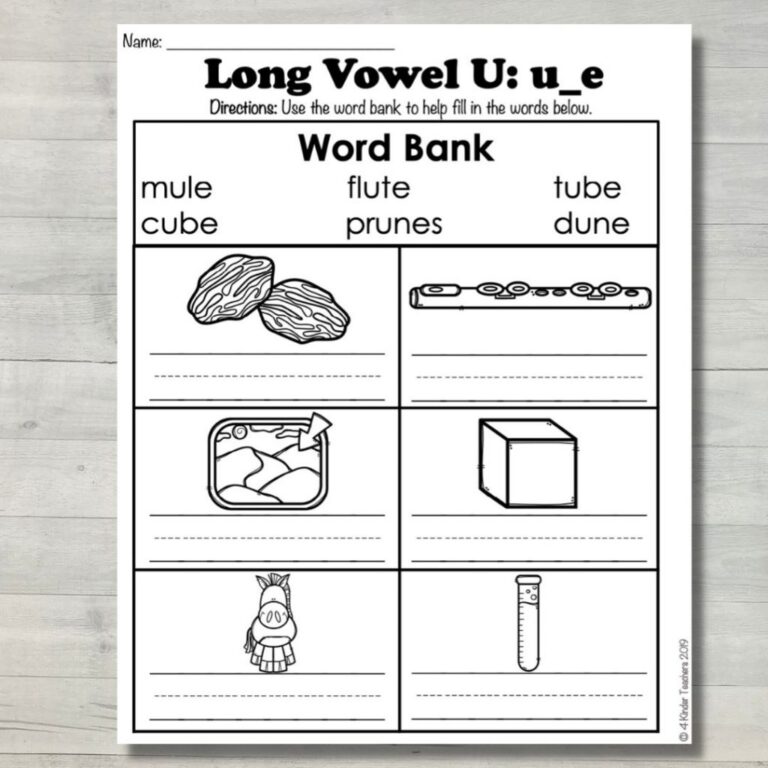 Long Vowel U Words Worksheet All Kids Network Worksheets Library