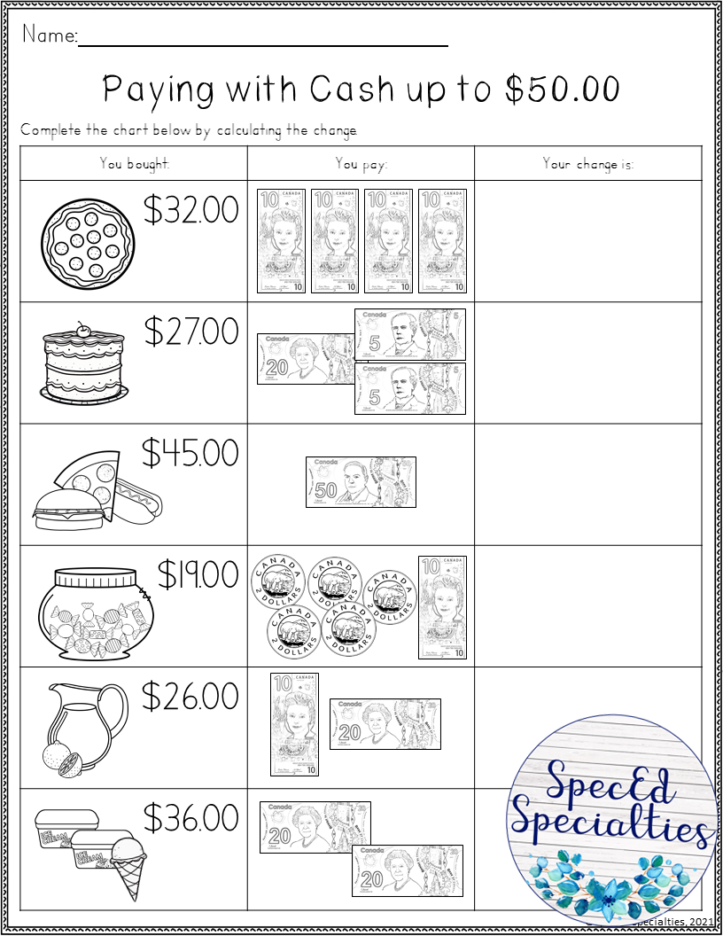 Making Change With Canadian Money Worksheets Made By Teachers