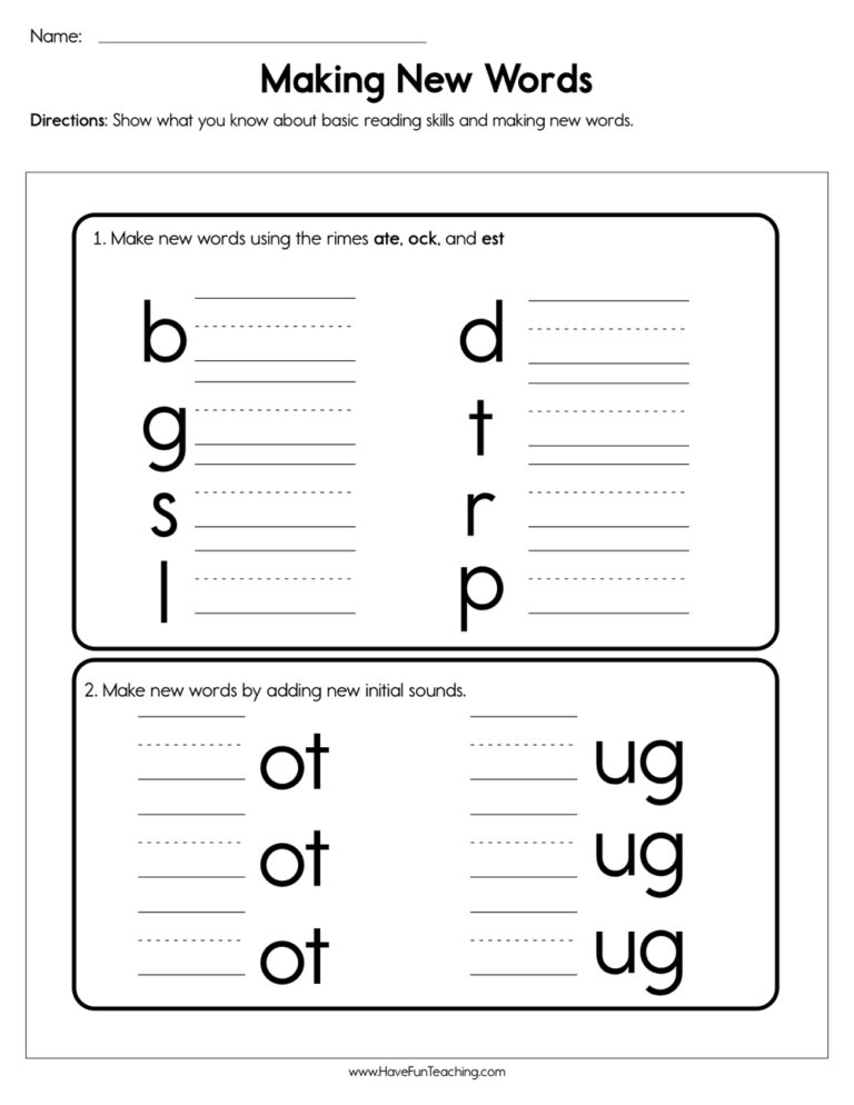 Making New Words Worksheet