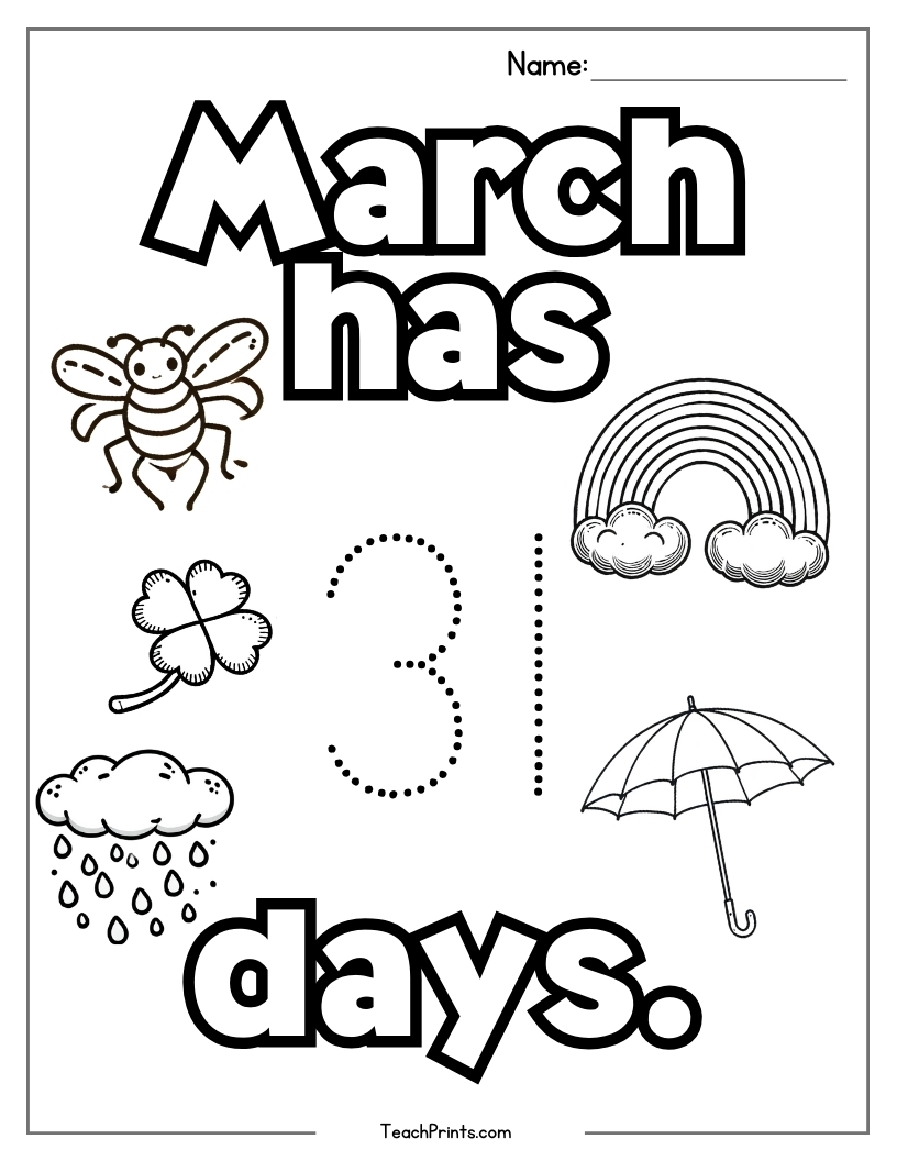 March Worksheets 8 Free PDF Printables Teach Prints