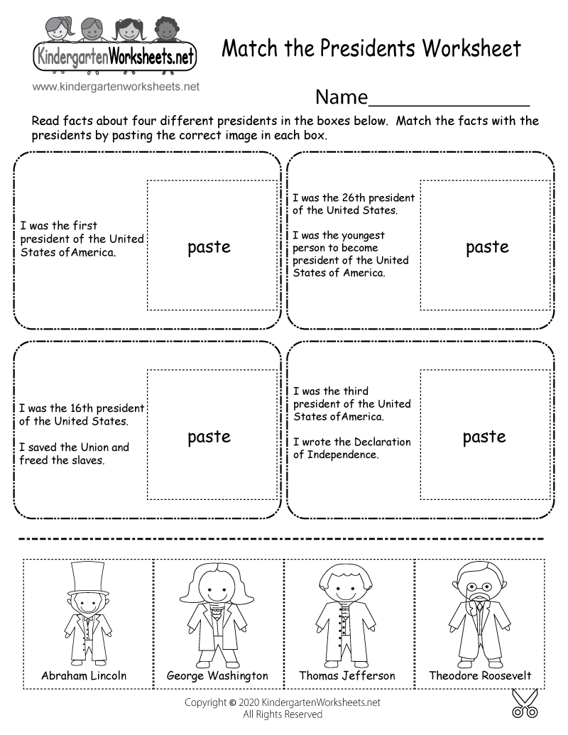 Match The Presidents Worksheet Free Printable Digital U0026 PDF