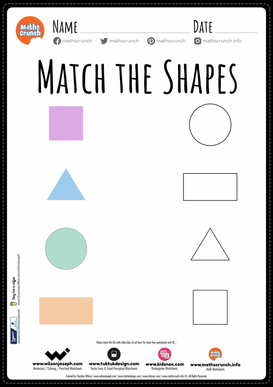 Match The Shapes Worksheet Free PDF Download
