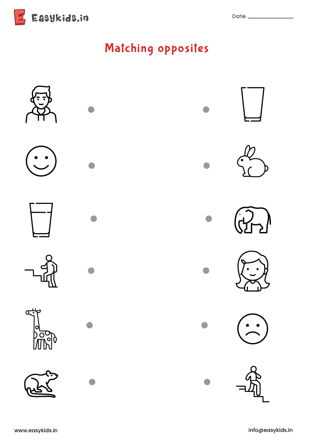 Matching Opposites Worksheet Worksheets Library