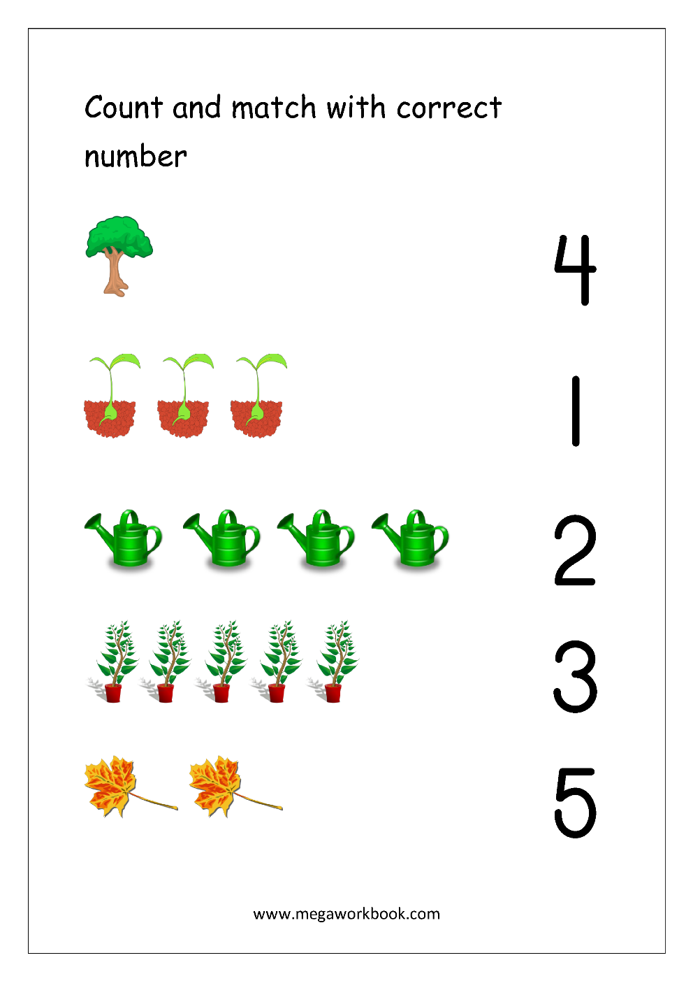 Math Counting And Number Matching Worksheet Count And Match The 