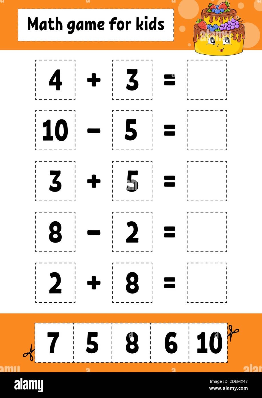 Math Game Worksheets For Kindergarten