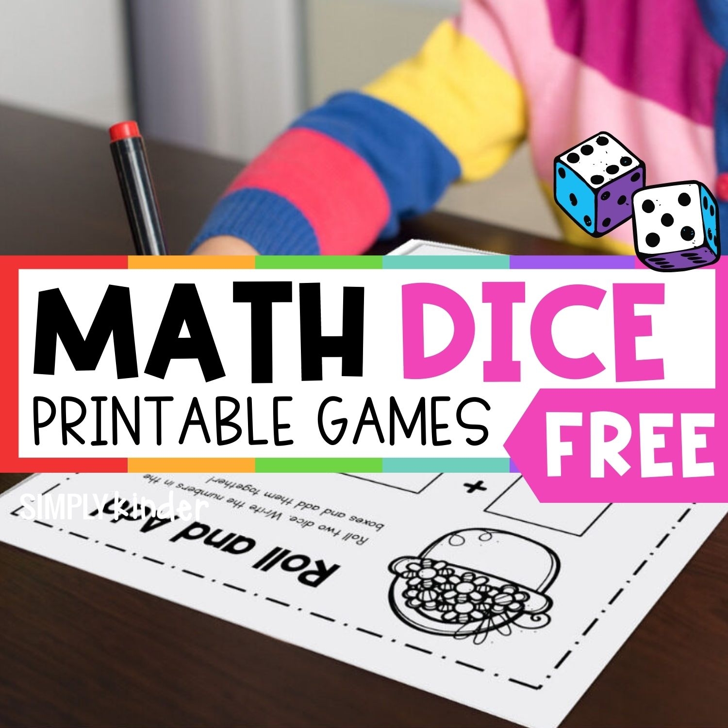 Kindergarten Dice Math Worksheets