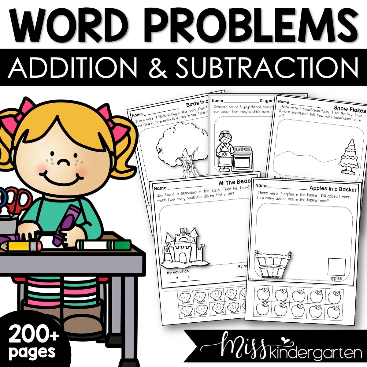 Math Story Problems Seasonal Addition And Subtraction Pack Miss Kindergarten