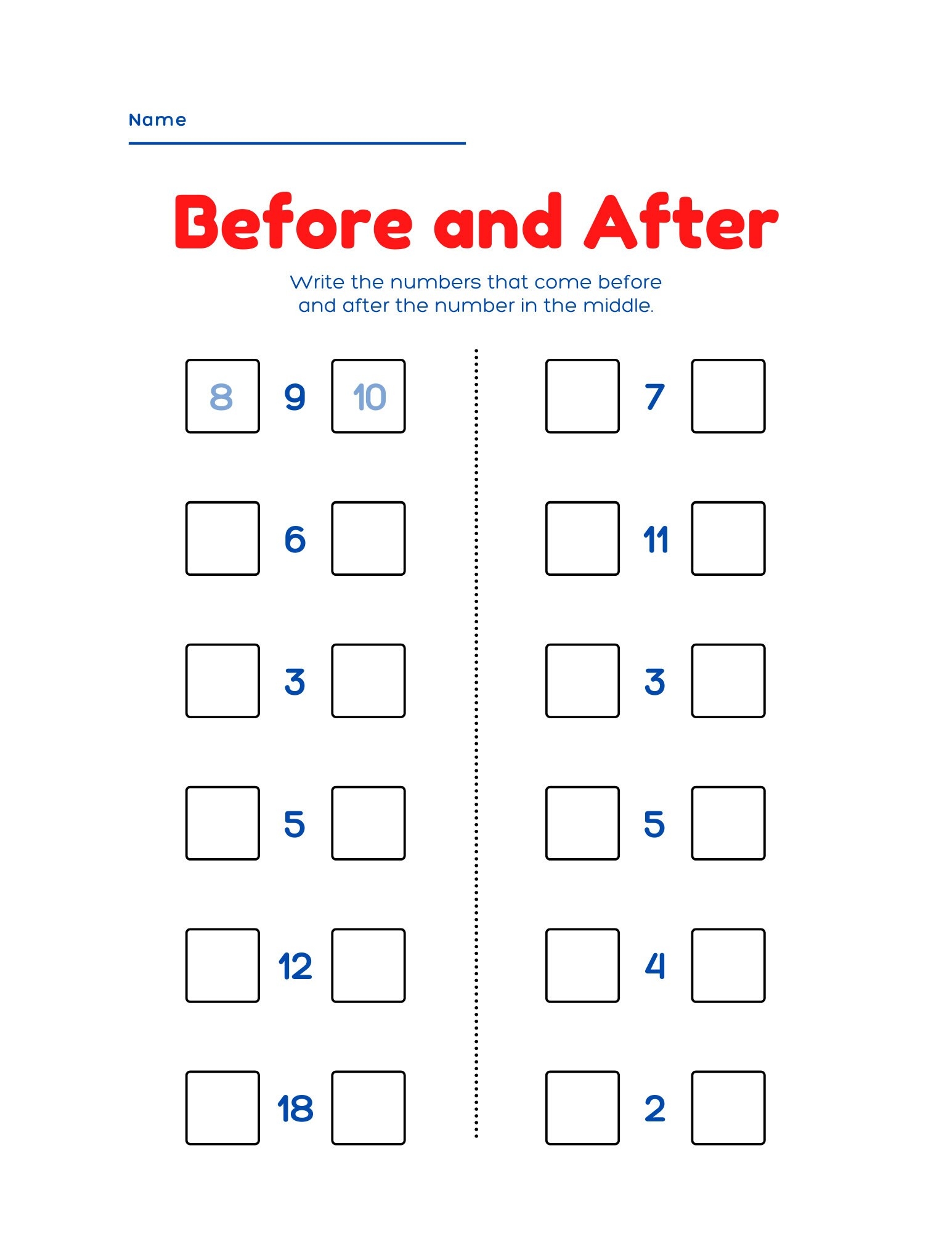 Math Worksheet Before And After digital Print Etsy
