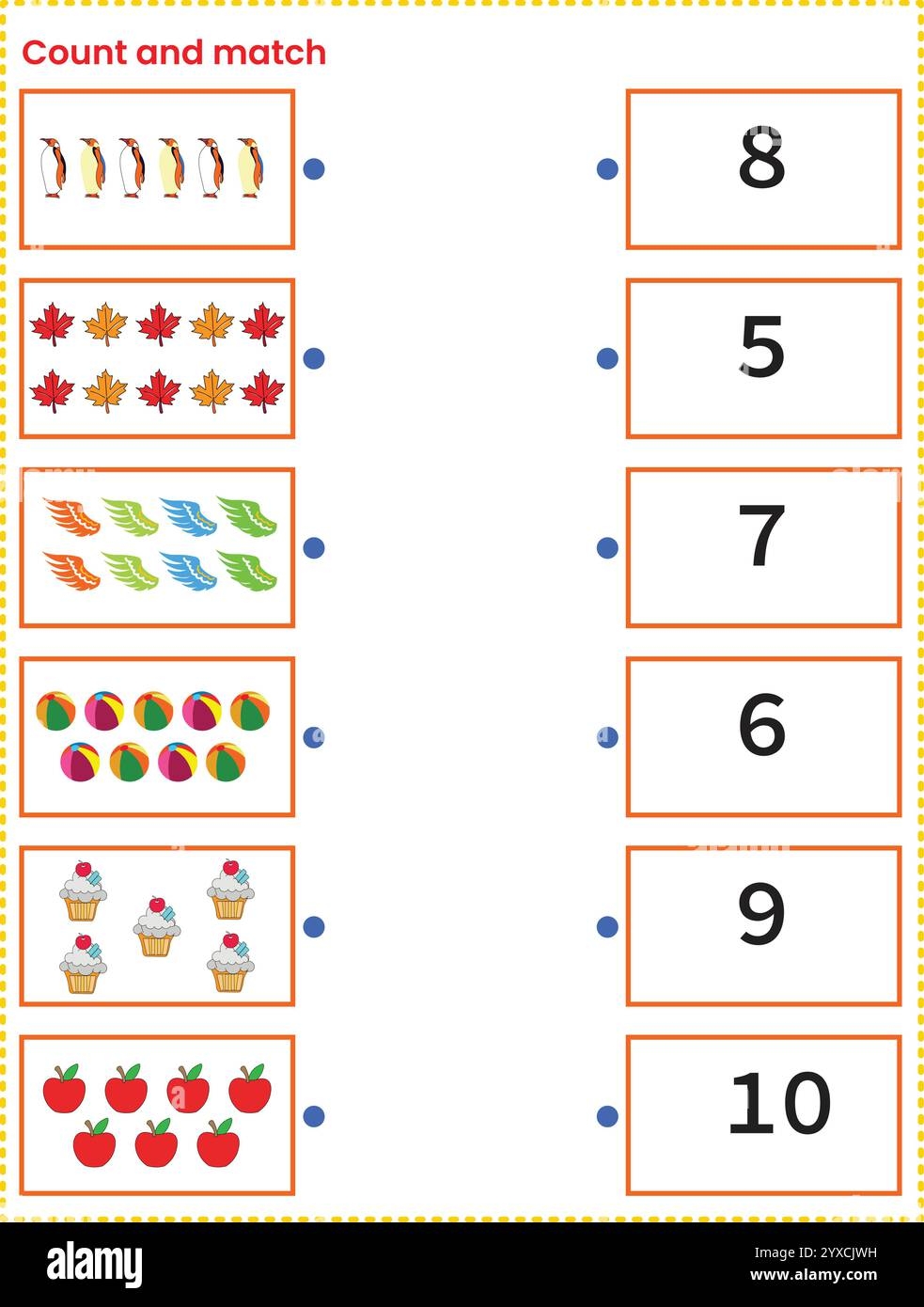 Math Matching Worksheets For Kindergarten