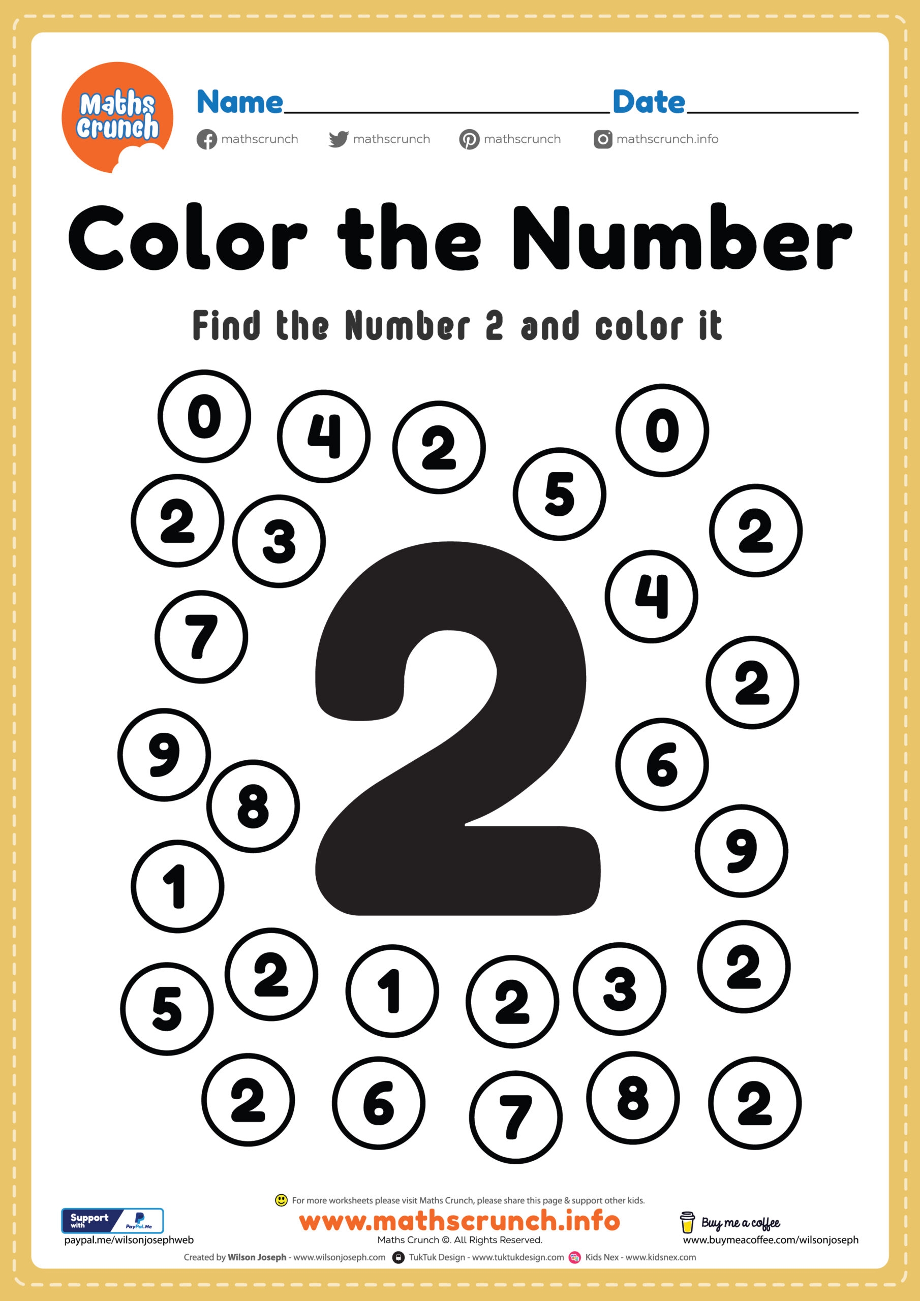 Math Worksheet Number 2 Coloring Page Free Printable PDF Math Worksheet Number 2 Coloring Page Free Printable PDF
