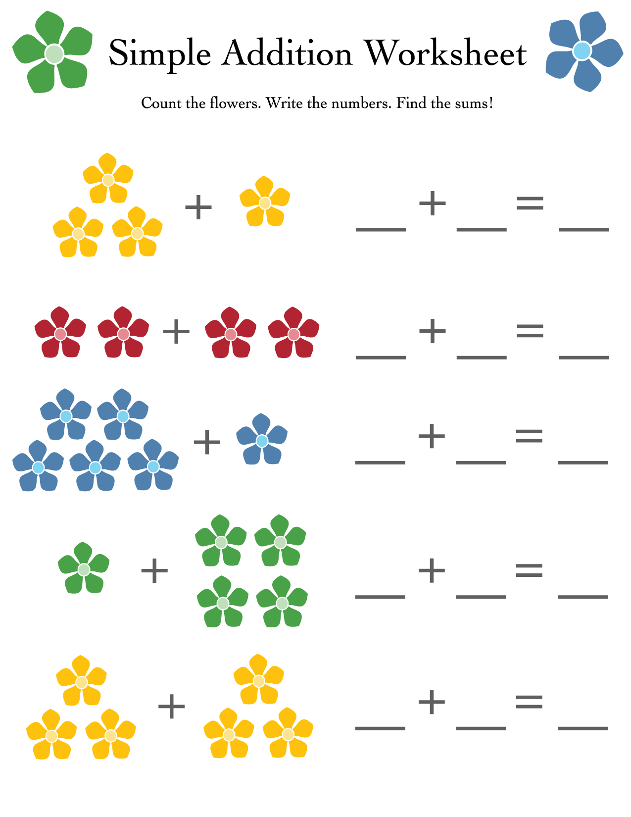 Free Printable Kindergarten Math Worksheets Addition