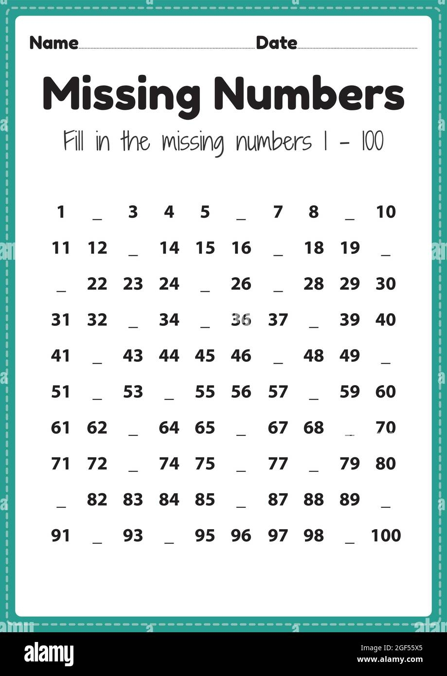 Maths Worksheets Missing Numbers 1 To 100 Printable Sheet For 