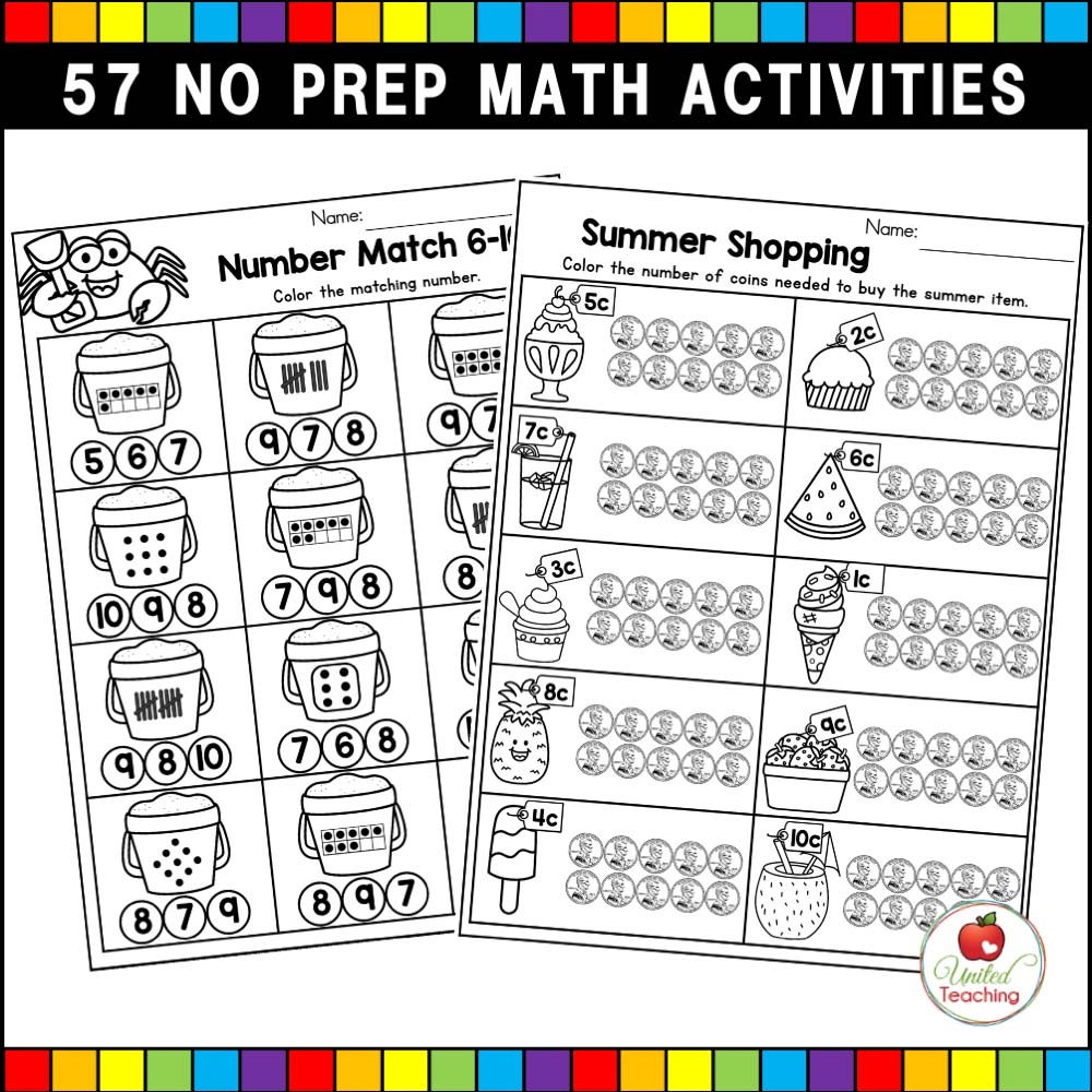 May And June Kindergarten Math And Literacy Worksheets United Teaching