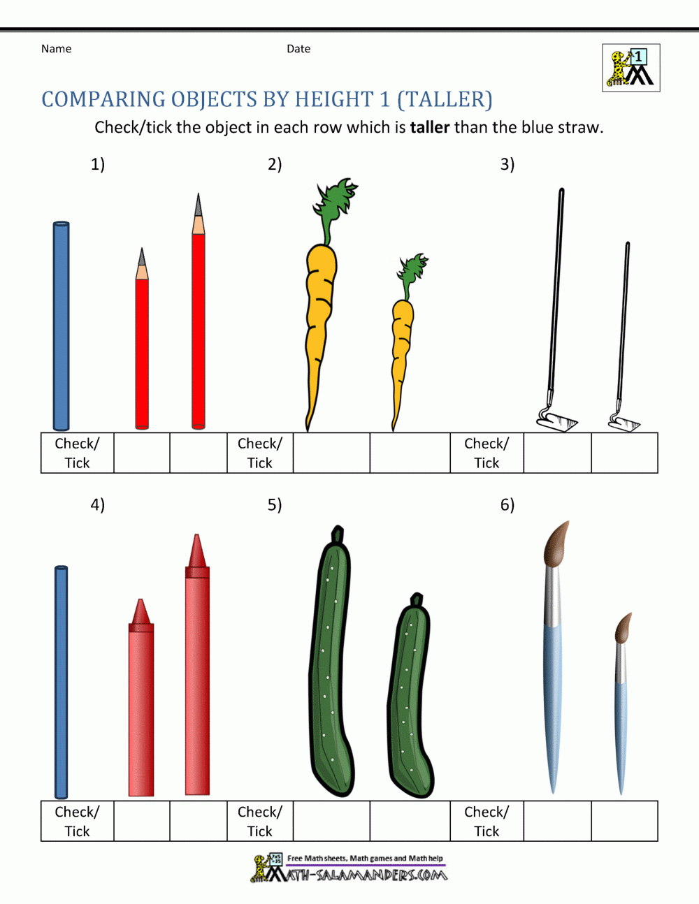 Math Measuring Worksheets Kindergarten
