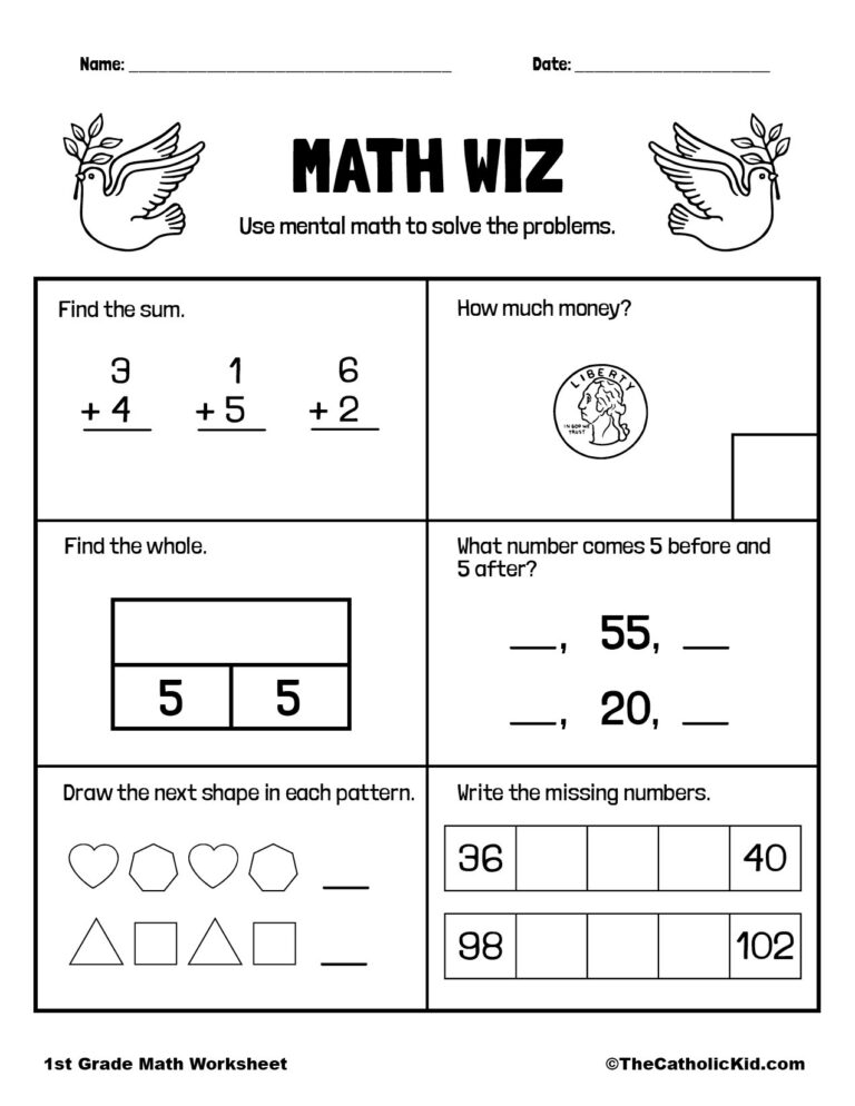 Mental Math Review Worksheet TheCatholicKid Worksheets Library