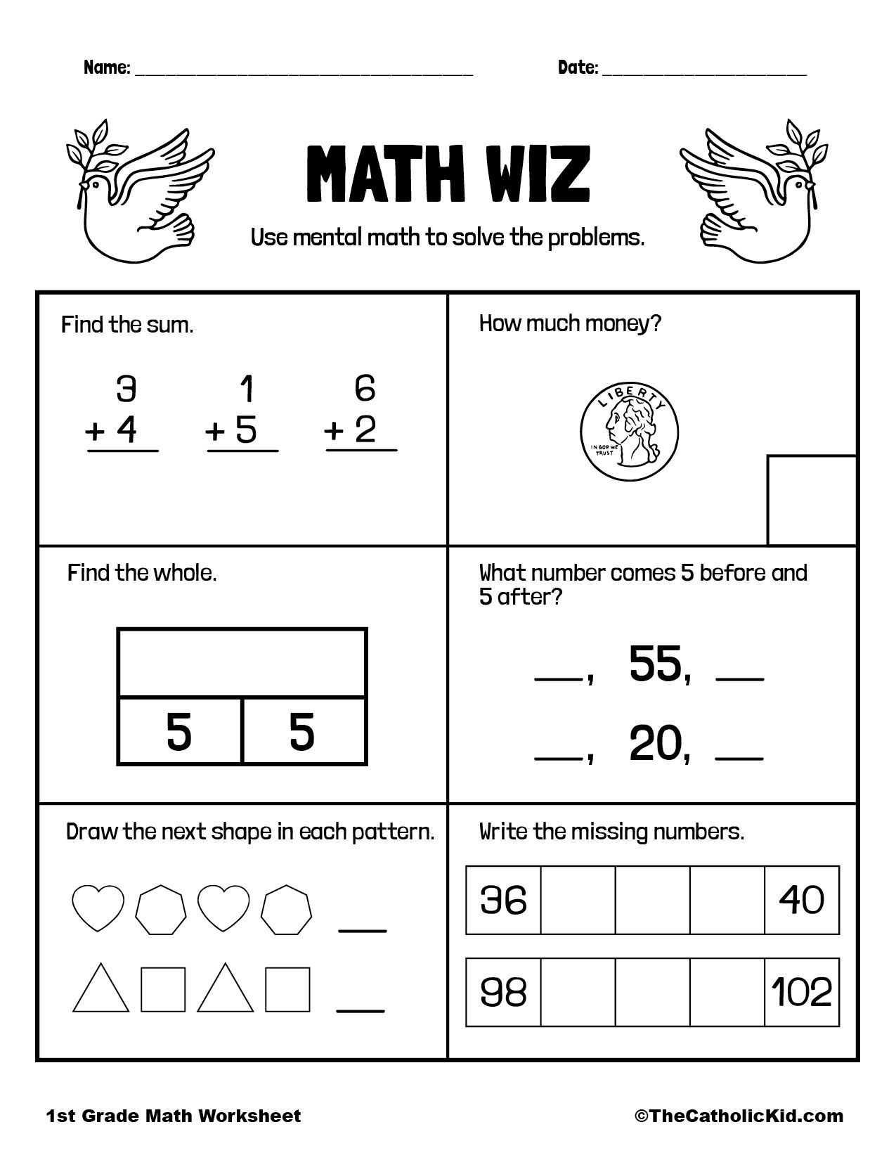 Mental Math Review Worksheet TheCatholicKid