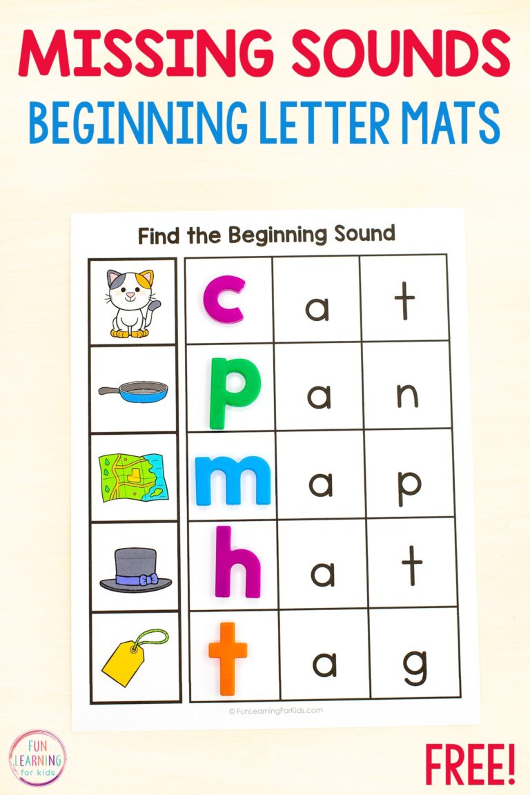 Missing Beginning Sound CVC Word Mats Free Printable