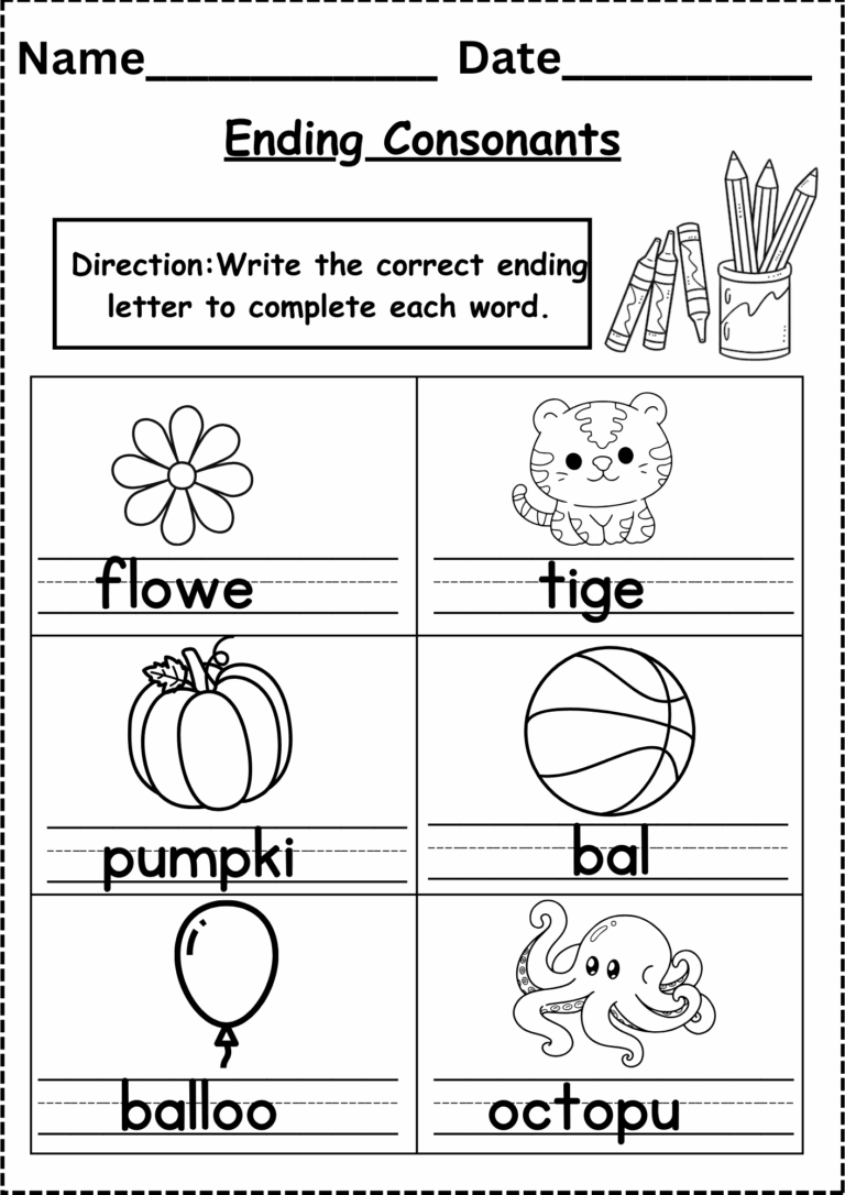 Missing Letters Worksheet Kindergarten II PhonicsII