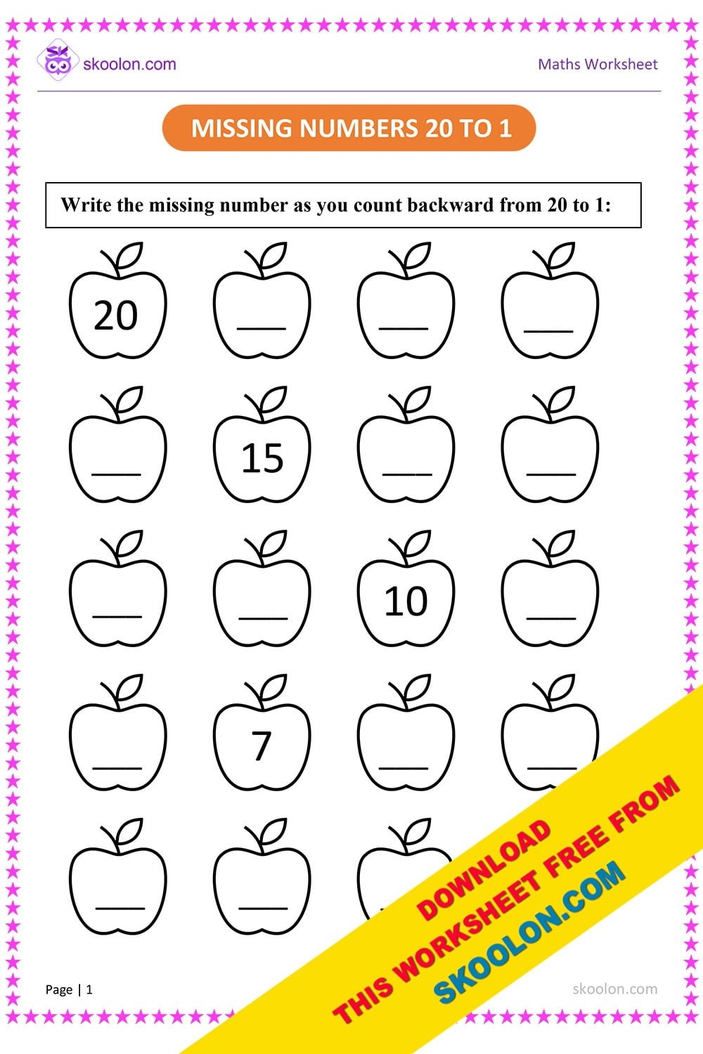 Math Worksheet Kindergarten Up To Twenty