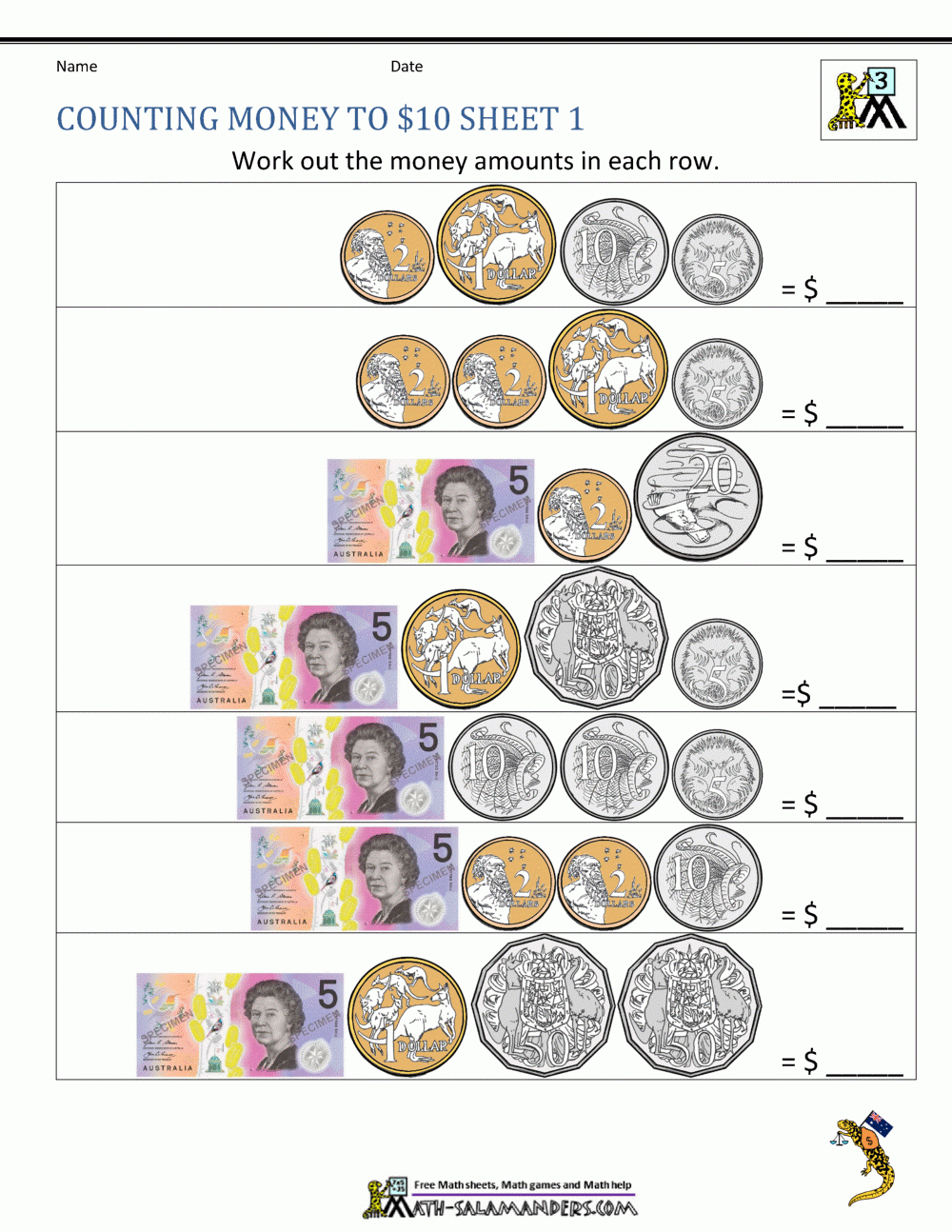 Money Worksheets Australian Money Worksheets Australian