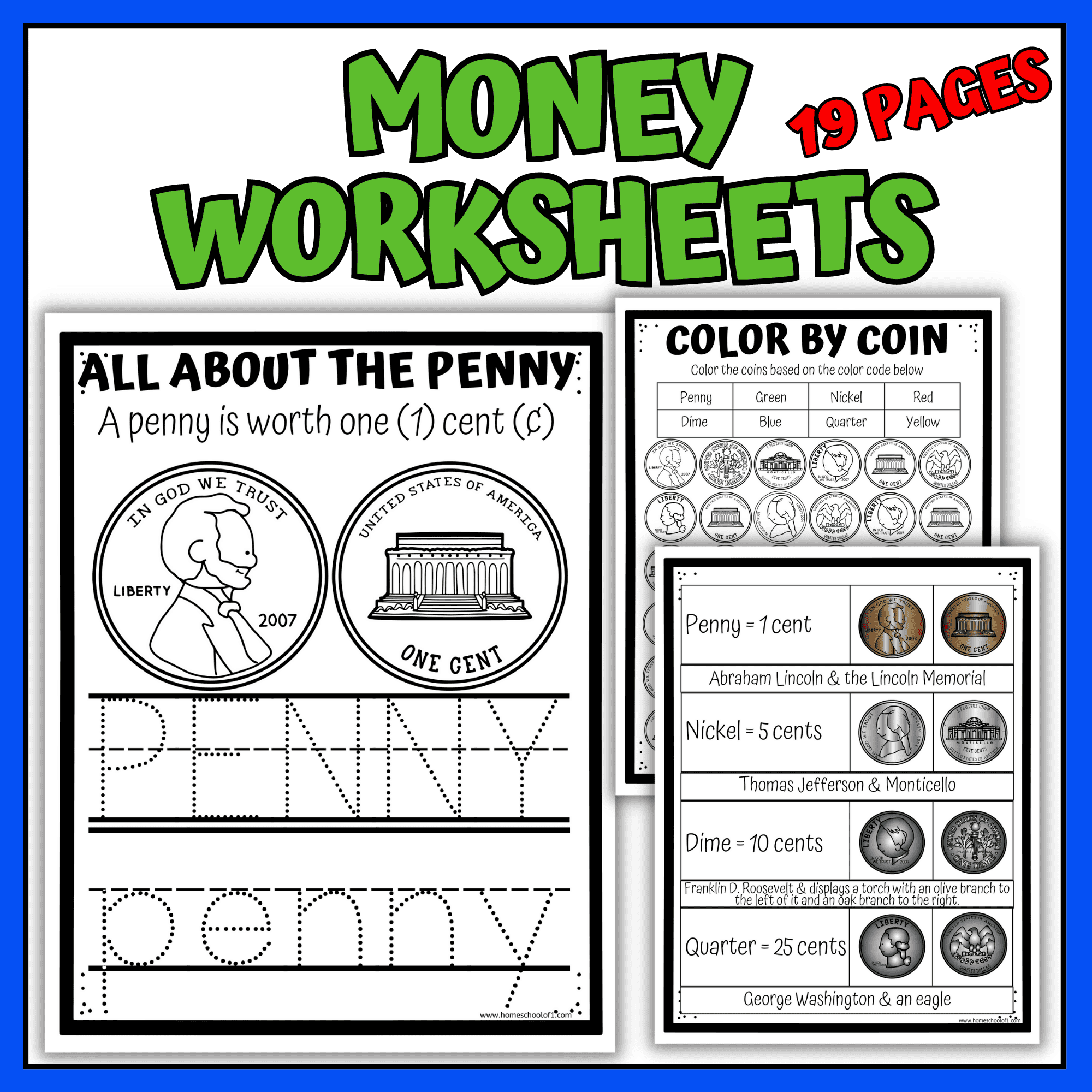 Printable Kindergarten Money Worksheets