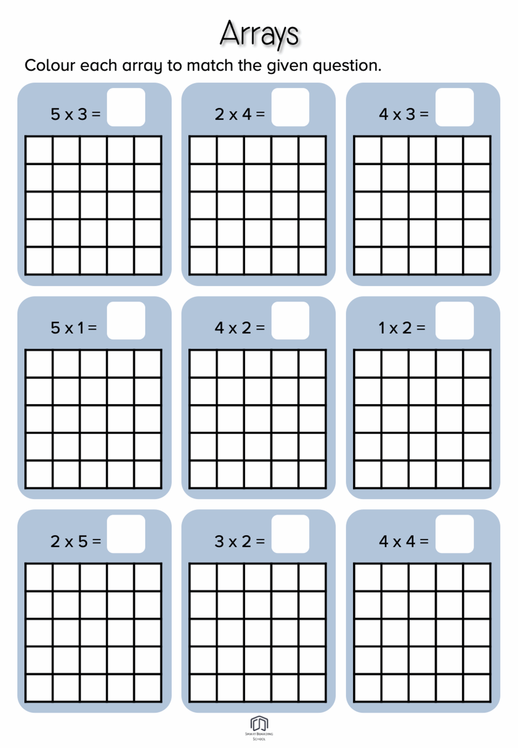 Multiplication Array Worksheets