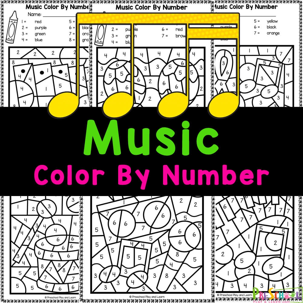 Music Color By Number Printable Worksheets Music Color By Number Printable Worksheets