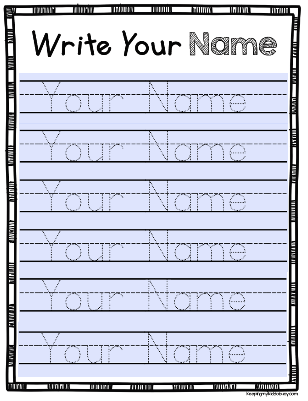 Free Kindergarten Name Tracing Worksheets