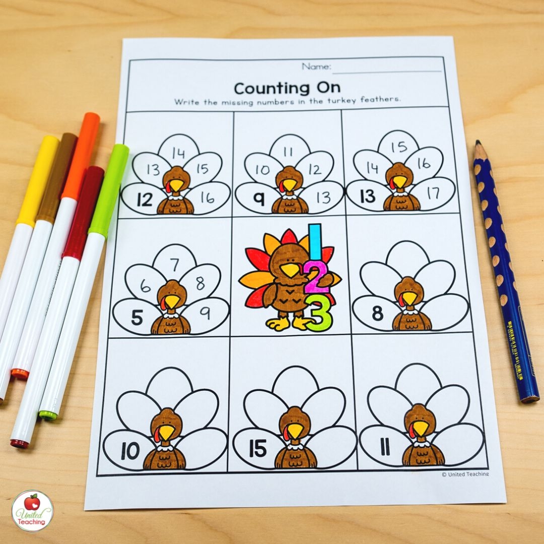 Thanksgiving Math Worksheet For Kindergarten