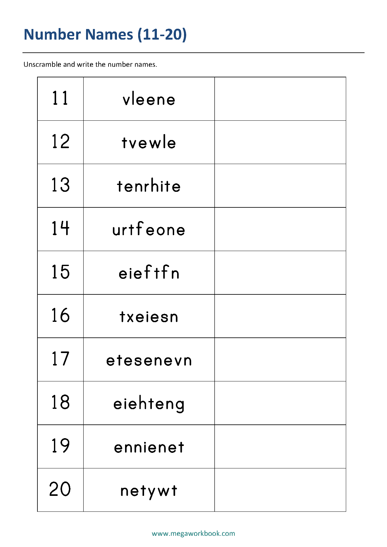 Writing Number Words Worksheets For Kindergarten