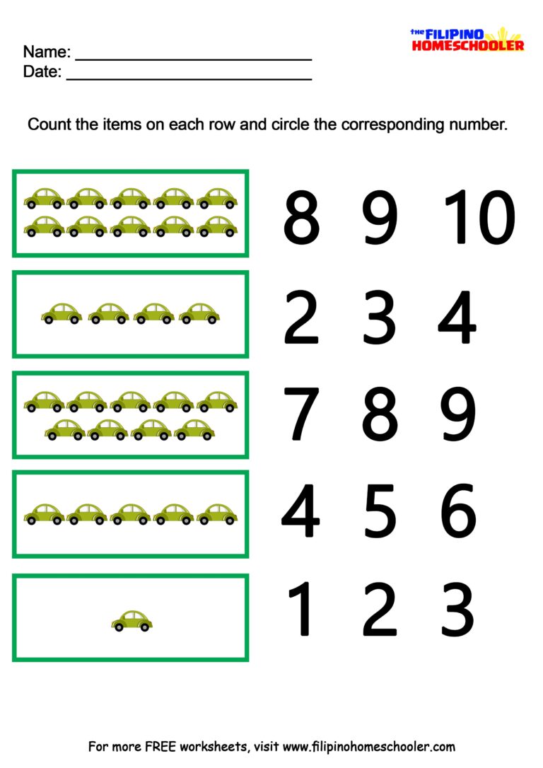 Number Recognition Worksheets 1 10 The Filipino Homeschooler