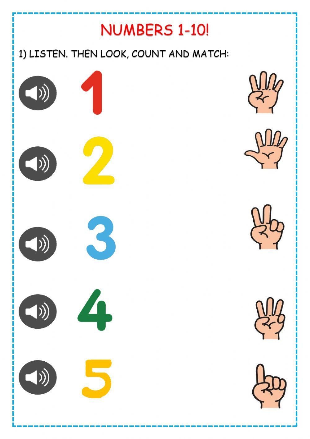 Numbers 1 10 Online Worksheet For Kindergarten Live Worksheets Worksheets Library