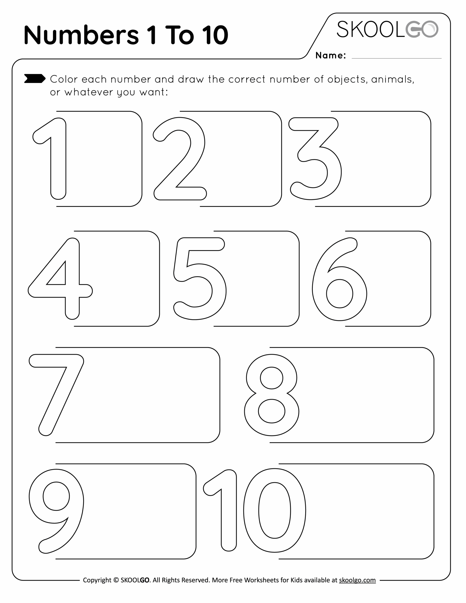 Free Number 10 Worksheets For Kindergarten
